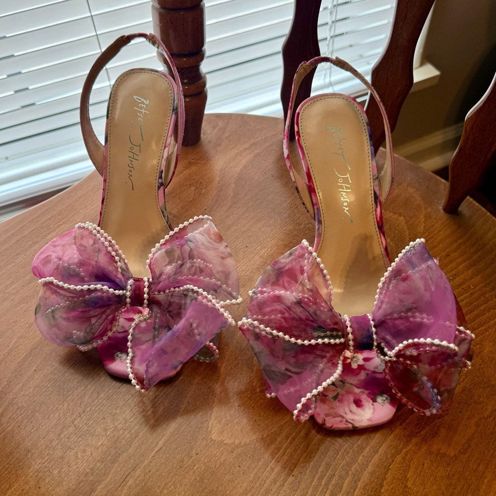 Betsey Johnson Purple Floral Heels with Bow